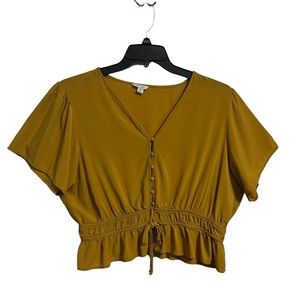Cato women’s Crop Top mustard yellow color size XL NWOT